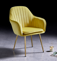 Chaise de salle à manger personnalisée Fauteuil rembourré en tissu bleu touffeté Chaise de salle à manger pour restaurant, café en velours