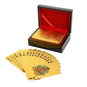 Kustom 24K emas kartu bermain plastik Poker permainan dek Foil lokers Pak sihir tahan air kartu papan permainan