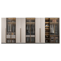 Armoire coulissante en métal de style européen Benovo, pour vêtements féminins, meubles de salon, placard en bois gris