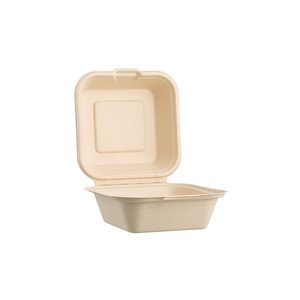 Compostable Disposable Eco-friendly 6" Clamshell <strong>Burger</strong> Takeaway <strong>Box</strong> Sugarcane Bagasse Biodegradable Food Container - Product Image 3