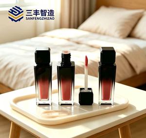 Square Acrylic Nail Polish Oil <b>Bottle</b> <b>With</b> Gradient Black Design Screw Cap Empty Cosmetic Packaging Tube - Product Image 3