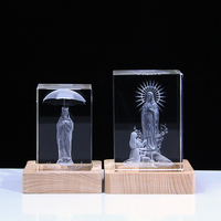 Lampada Notturna Luminosa in Legno Massello, Supporto LED con Scanalatura Interna Quadrata, Base in Legno per Esposizione di Ornamenti in Cristallo