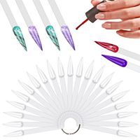 40 faux ongles de qualité professionnelle, nuancier de couleurs, transparents, blancs, noirs, forme stiletto, couverture complète pour la pratique du gel, présentoir avec anneau