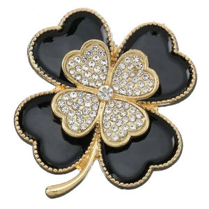 Broche de acrílico y latón, broche con forma de trébol de cuatro hojas, adecuado para accesorios de ropa. - Product Image 1