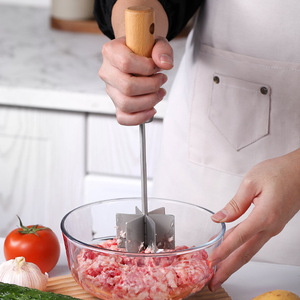 Stainless Steel <b>Meat</b> Mincer Rice-Mixing Stirrer Grinding Pounding Tool <b>Meat</b>-Smashing Spatula Processing Scraper Crushing - Product Image 1