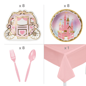 DAMAI - Juego de Vajilla Desechable para Fiesta de Princesas, Diseño de Castillo, Platos de Papel para Fiesta de Cumpleaños - Product Image 2