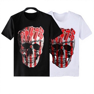 เสื้อยืดลำลองสไตล์ใหม่ประจำฤดูร้อนปี 2026 ผ้าฝ้ายแท้ คอกลม ทรงเข้ารูป ประดับเพชรพลอย คุณภาพสูง ลายหัวกะโหลก น้ำหนัก 180 กรัม - Product Image 2