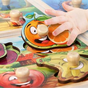 Baby Safe Educational Wooden Toddler <b>Puzzles</b> for Fine Motor Skill Learning Eco-Friendly Animal Patterns with Handles Ages 2-7 - Product Image 4