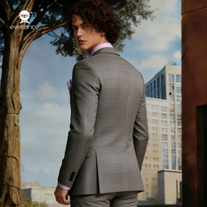 Traje de boda de tres piezas para hombre, con <span class=keywords><strong>chaleco</strong></span>, de lana, con ribete a cuadros, de un solo botón, formal, profesional, para <span class=keywords><strong>novio</strong></span> - Product Image 4