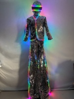 Luxe lumière LED miroir Robot costumes pour hommes pilotis lumineux marcheur Costume pour fête Club scène porter Ballet glisser reine Costumes