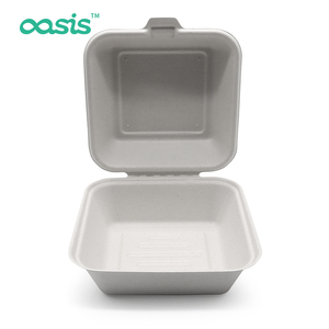 Oasis Support 200 Grad Celsius Heizbare Wasserdichte Effiziente Biologisch Abbaubare Lebensmittelgeeignete Hamburger-Verpackungsbox 6 Zoll - Product Image 2