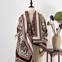 Vente chaude automne/hiver haut de gamme femmes grand carré Polyester écharpe motif Floral épaissi doux confortable chaud Durable