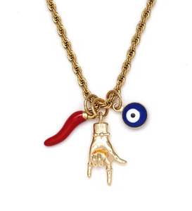Collana con ciondolo a forma di occhio di Allah placcato oro, amuleto di protezione e <span class=keywords><strong>preghiera</strong></span> <span class=keywords><strong>per</strong></span> uomo e donna, collana con ciondolo a forma di peperoncino rosso - Product Image 3