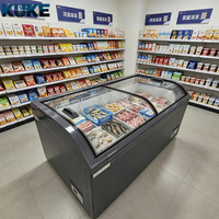 Congélateur îlot anti-givre OEM de 2,5 m de haute qualité, à arc simple, pour la conservation des fruits de mer en supermarché (vente en gros)