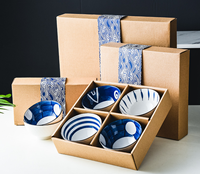 Ensemble de vaisselle en céramique à motif végétal, bol et baguettes, en porcelaine émaillée, compatible micro-ondes, style rétro de luxe léger, coffret cadeau