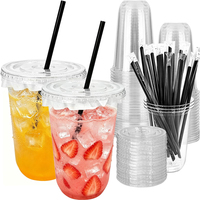 Gobelets jetables écologiques en PLA, PET, PP transparents avec couvercle plat, compostables, biodégradables, à usage unique, 12oz, 16oz, 20oz, 22oz