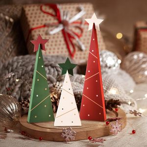 Juego de árboles de Navidad de madera, decoración de escritorio en miniatura, adorno artesanal de tres piezas, decoración navideña para mesa - Product Image 1