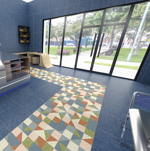 Carrelage en porcelaine de qualité supérieure, effet terrazzo bleu moderne, finement sculpté en 3D, antidérapant, résistant aux acides, résistant à l'usure, application murale et au sol - Product Image 1