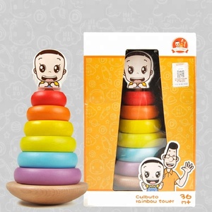 Enfant en bois Empiler Bébé Arc-En-Ciel <span class=keywords><strong>Tour</strong></span> Jouet - Product Image 3