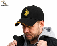 Gorra de Béisbol Personalizada Vintage de Sarga Negra y Azul Marino con Logotipo en Relieve de Goma, 6 Paneles, Visera Curva de Algodón, Ajustable, para Golf, OEM