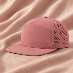 หมวกแก๊ปแบบ Snapback 7 แผง พรีเมียมสั่งทำพิเศษ ระบายอากาศได้ดี ตัดด้วยเลเซอร์ รับผลิตแบบ OEM ODM ขั้นต่ำน้อย คุณภาพสูง แบบมีรูระบายอากาศ สไตล์ลำลอง สปอร์ต สตรีทแวร์ - Product Image 1