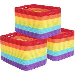 <span class=keywords><strong>Panier</strong></span> en corde de coton écologique tissé à la main, cubes de rangement rectangulaires modernes portables, organisateur de meubles pliable - Product Image 1