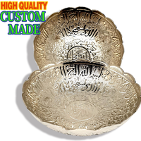 Bol à fruits en argent massif plaqué sur mesure, motifs arabes islamiques du Moyen-Orient, pour servir des dattes pendant le Ramadan et l'Aïd al-Fitr