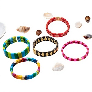 Bracelet en émail arc-en-ciel, perles colorées en forme de <span class=keywords><strong>chevron</strong></span>, bracelets extensibles élastiques pour femmes, bijoux de mode en gros, cadeaux - Product Image 2