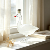 Figurine d'oie artisanale en verre, versions claires et givrées, pour le stockage de spiritueux et de vin, décoration de table pour la maison et les fêtes