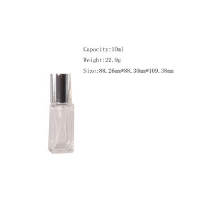 Grosir sederhana Design-10ml Mini persegi panjang transparan parfum kosong bening bergalur botol kaca dengan kualitas tinggi tutup perak - Product Image 6