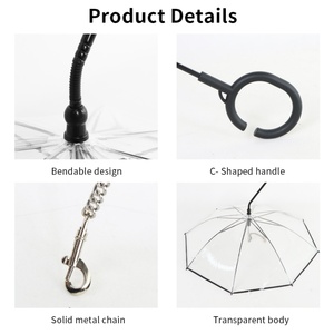 Parapluie pour animaux de compagnie imperméable, portable, protection contre la pluie, poignée extensible, transparent, pour chiens de petite, moyenne et grande taille, parapluie pour chien POE - Product Image 4