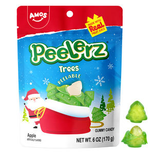 Amos Peelerz Noël Bonbons créatifs en gros Bonbons gélifiés en forme d'arbres pelables Saveur pomme - Product Image 1