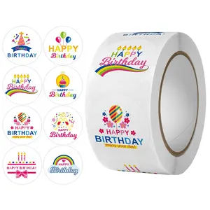 Adesivos para festa de bolo feliz aniversário Vi-500pcs1inch, etiquetas de embalagem personalizada, obrigado, adesivos para minha pequena empresa