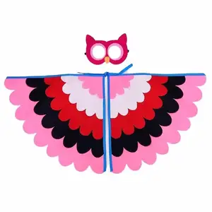 Vilt Mantel Masker Set Halloween Kostuums Papegaai Vogels Performance Rekwisieten Dier Cartoon Kids Wings Capes