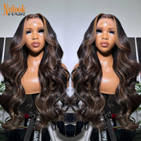 Pelucas de Cabello Humano Vietnamita Ondulado Natural Ombre Marrón para Mujer, Sin Pegamento, con Frontal de Encaje HD 13*6, Pelucas Onduladas Rubias Ceniza 13*4