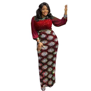 Offre Spéciale <span class=keywords><strong>2022</strong></span> mode africaine Stretch paillettes robe mince brillant plissé manches longues robe - Product Image 4