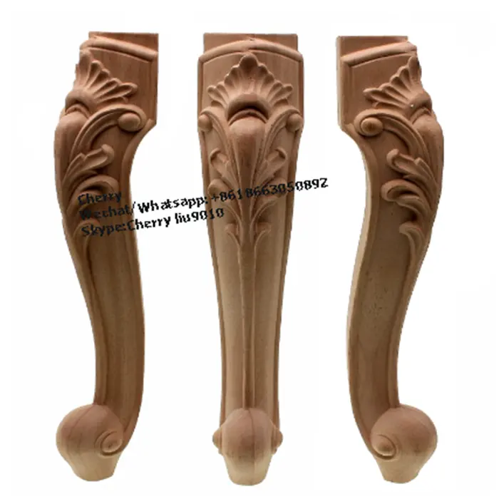 4 Pieces unfinished carved Wood Furniture Legs Sofa Couch Lounge Chair Bed Feet Legs