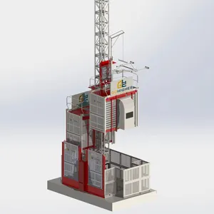 Sc100 inşaat asansörü adam ve mal inşaat vinç tek kafes 1 ton inşaat malzemeleri vinç 2000 kg kapasite