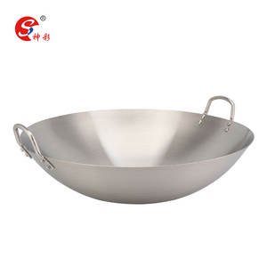 Profissional 26-100cm Stainless Steel <span class=keywords><strong>Wok</strong></span> Set Duas Alças Indução Adequado Utensílios de Cozinha Fry Pan Big Pot para Restaurantes - Product Image 1