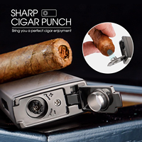 Briquet torche à double flamme DEBANG personnalisé avec logo, grande puissance, rechargeable, avec poinçon à cigares, cadeau d'affaires dans un coffret cadeau