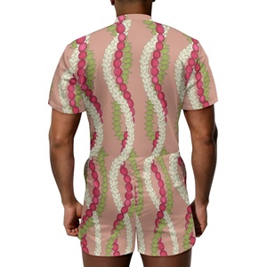 Su misura da uomo con tendenza estiva manica corta con bottone Casual un pezzo Suit Maile e Mokihana Lei stampa su richiesta - Product Image 2