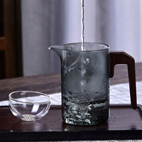 Théière en verre borosilicate de haute qualité 350 ml avec poignée en bois et infuseur en verre amovible pour thé en vrac