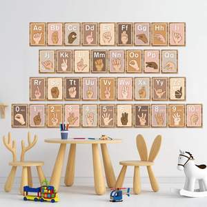 수화 게시판 알파벳 학습 카드 교실 장식 세트 유치원 초등학교 가정 용품 - Product Image 1