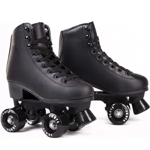 Hot Sales Zwart Patines Profesionales Mannen Vrouwen Quad Roller Derby Skate Schoenen Voor Volwassen