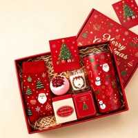 Coffret cadeau de Noël 6 en 1, boîte cadeau de Noël contenant une bougie parfumée, une bombe de bain, un gobelet en acier pour un cadeau de Noël ou d'anniversaire