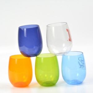 Transparent Stemless Acrylic Plastic <b>Egg</b>-shaped Stemless Wine Glass Customizable Logo - Product Image 1