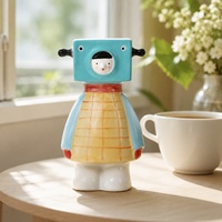 Figurine de Robot Fille en Céramique Colorée pour Décoration de Table Moderne, Vente en Gros, Présentation en Magasin, Fourniture en Vrac pour Boutiques de Cadeaux et Articles d'Accord