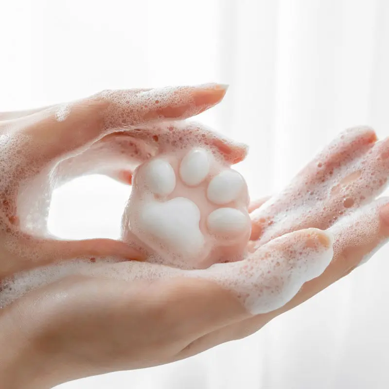 크리 에이 티브 수제 비누 귀여운 개인 라벨 고양이 발톱 귀여운 만화 콜드 프레스 얼굴 수제 비누