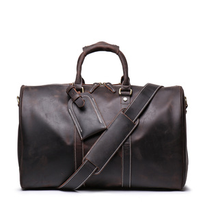 Borse da viaggio in vera pelle di vacchetta da uomo di grande capacità borsa da viaggio di lusso borsa da viaggio in pelle di cavallo pazzo retrò - Product Image 6