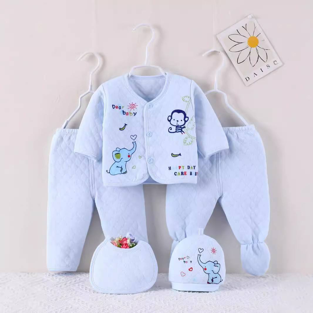 Five Piece Set Monkey Pattern Baby Clothes to Months Autumn Comfortable  Baby Boy Girl New Born Set